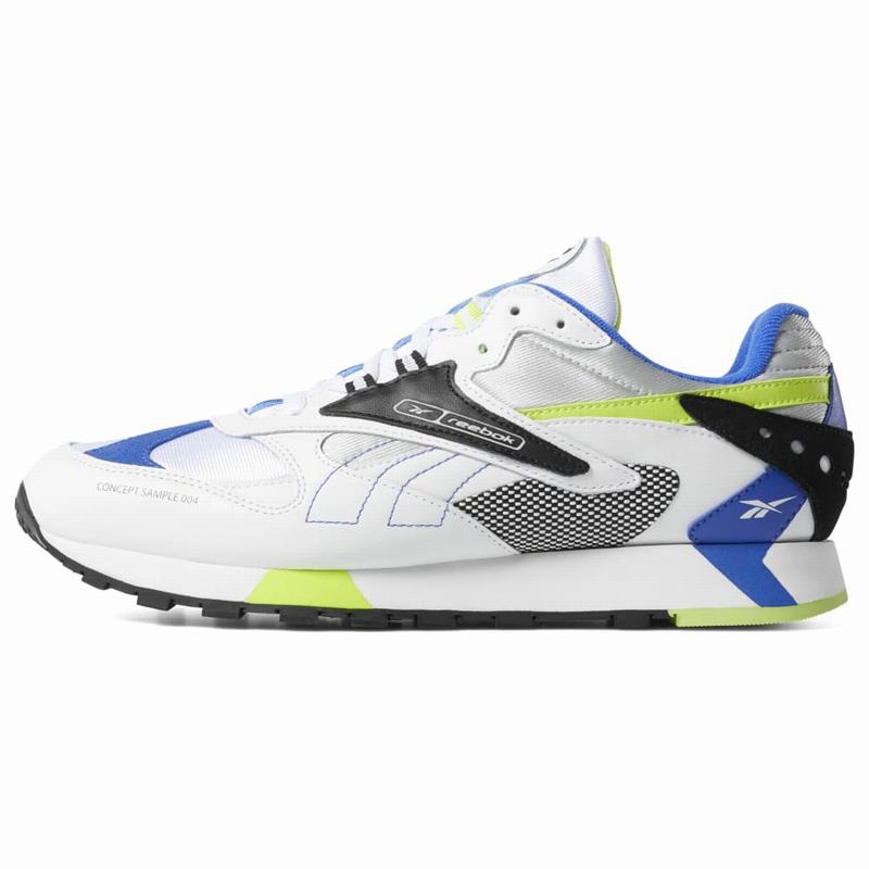 Tenisi Reebok Classic Leather Ati 90s Barbati Albi/Albastri Romania TO6372CB